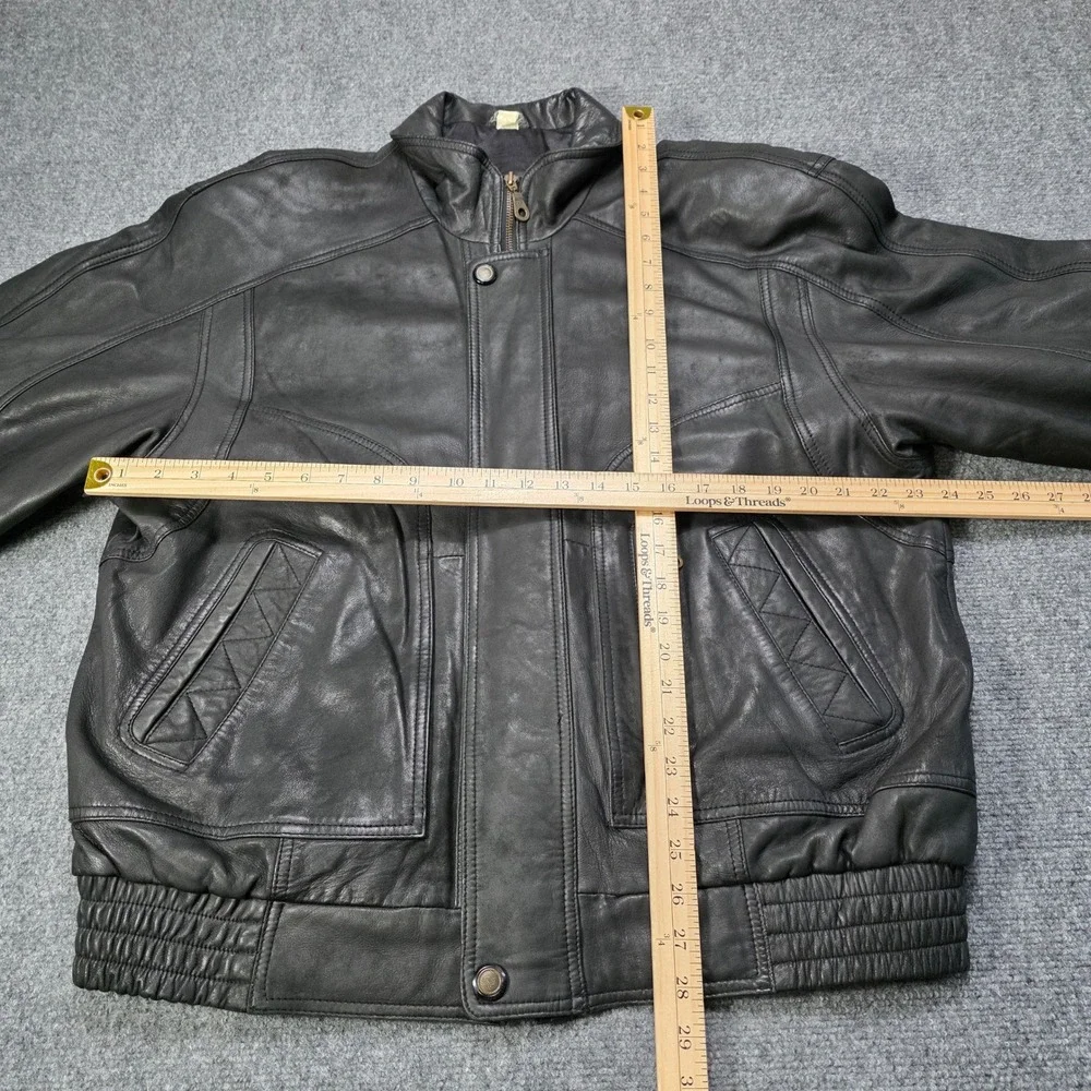 Vintage RedHead‎ Black Leather Bomber Jacket Men's Large Moto Cafe Racer Coat